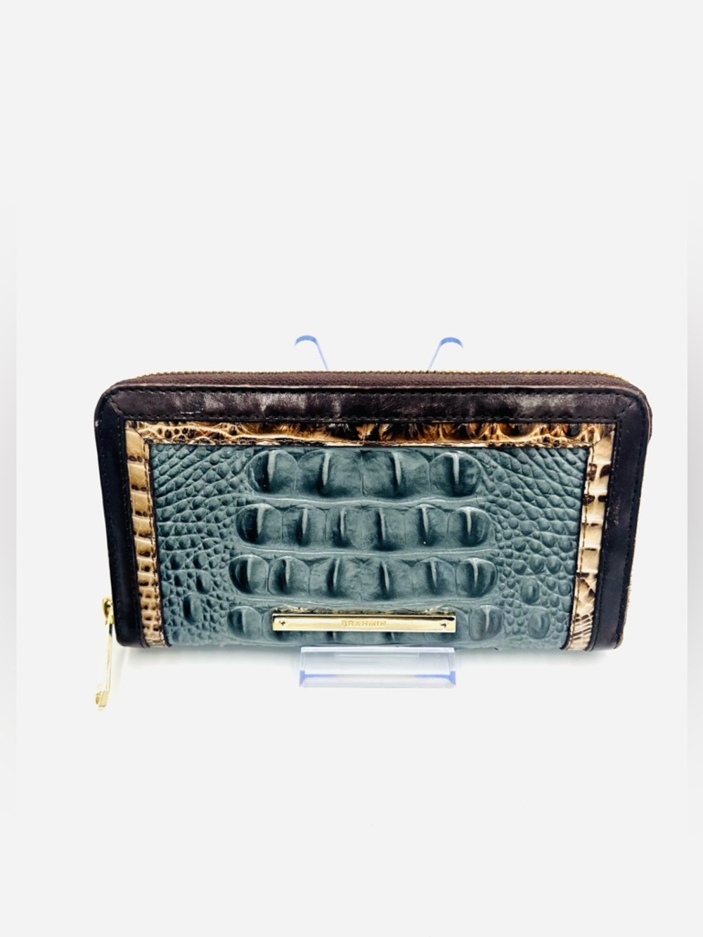 Brahmin Suri Mallard Davos Zip-Around Croc-Embossed Wallet